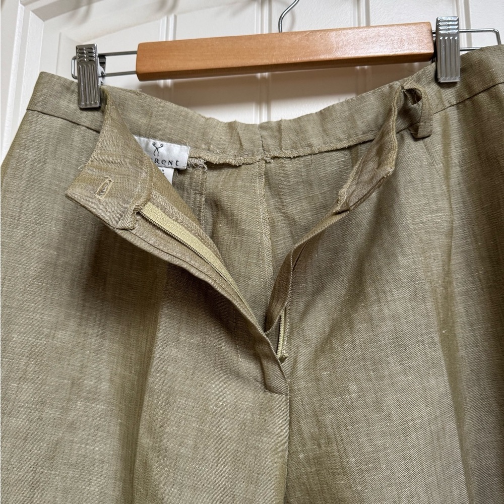 Vintage Current Light Khaki Linen Blend High Waist Wide Leg Cropped Pant. 30โ - Picture 5 of 7